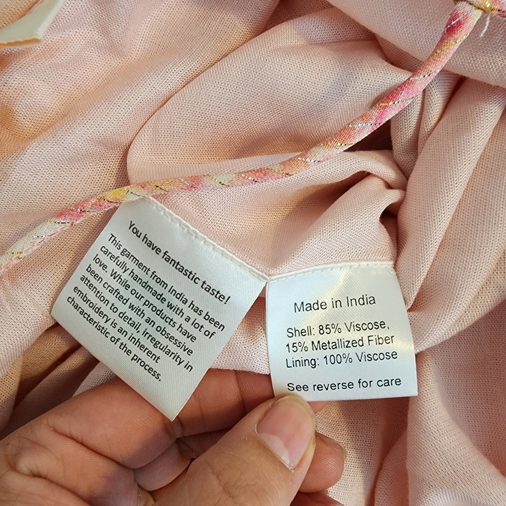 ROCOCO SAND FAYE Maxi Dress in Peach & Butter Yellow Size S - Picture 8 of 10